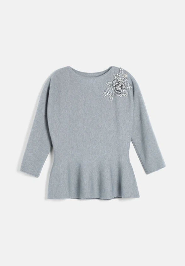 SWETER MISTERIOSO WEŁNIANY SZARY