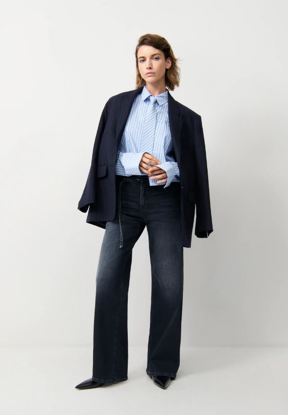 SPODNIE JEANSOWE AIMEE WIDE-FIT CIEMNO SZARE