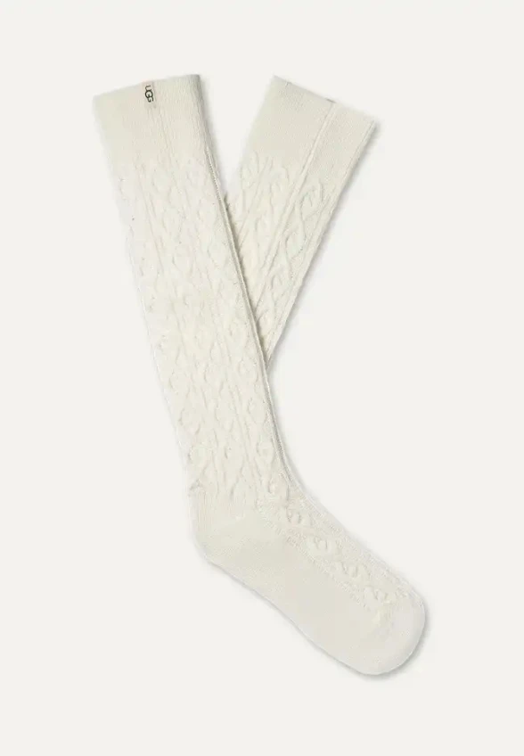 SKARPETKI RENSA CABLE KNIT ZŁAMANA BIEL