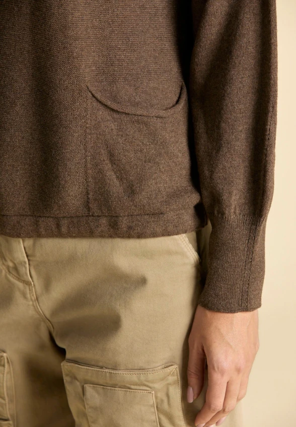 SWETER Z MIESZANKI WEŁNY BRĄZOWY