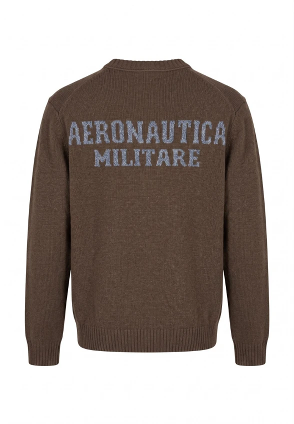 SWETER DZIANINOWY MĘSKI BRĄZOWY