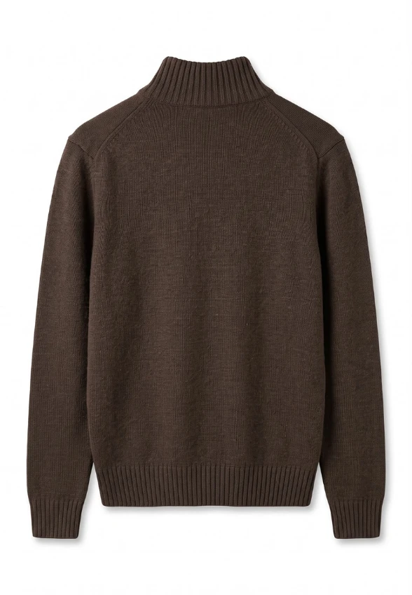 SWETER MĘSKI ZAPINANY NA SUWAK BRĄZOWY