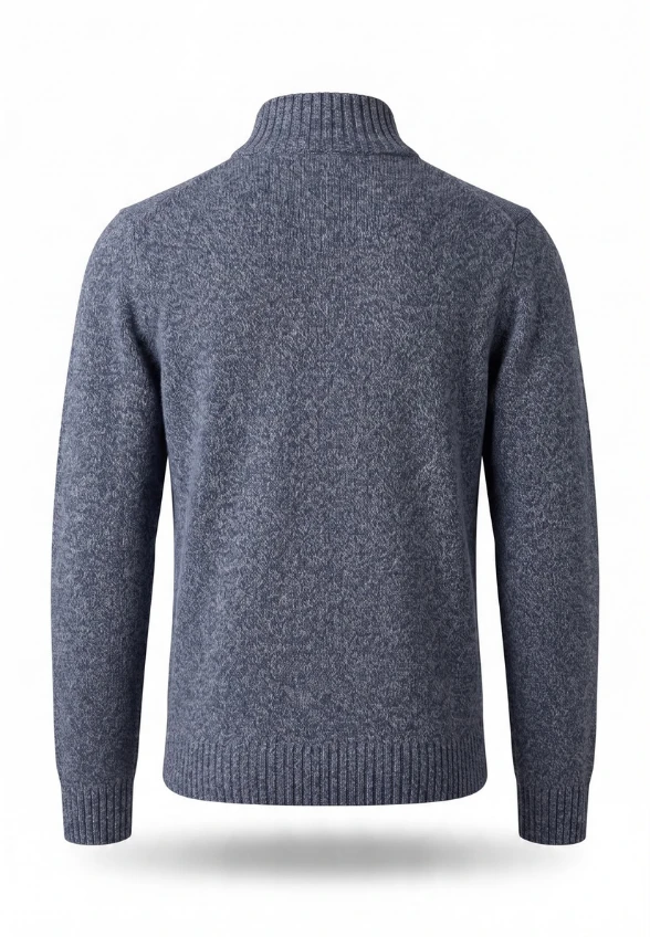 SWETER MĘSKI ZAPINANY NA SUWAK MELANŻOWY BŁĘKIT