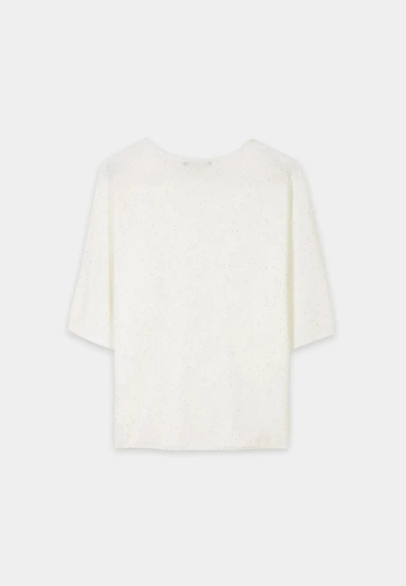 SWETER Z MIESZANKI WEŁNY Z CEKINAMI BIAŁY