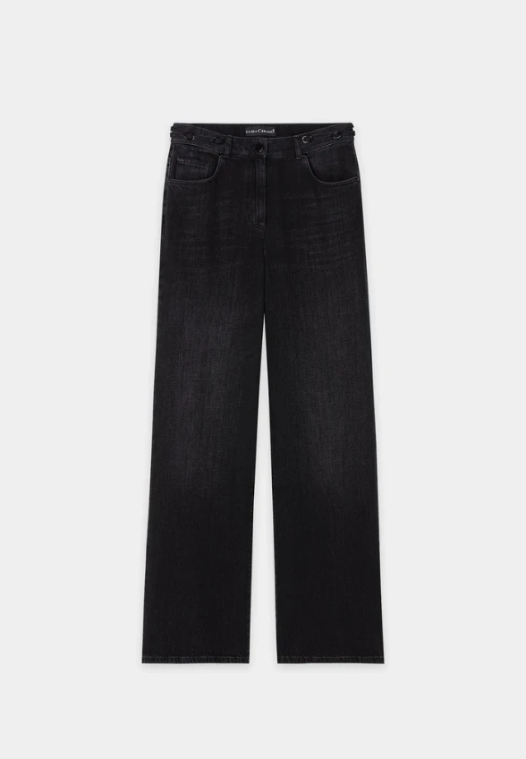 SPODNIE JEANSOWE WIDE-LEG CZARNE