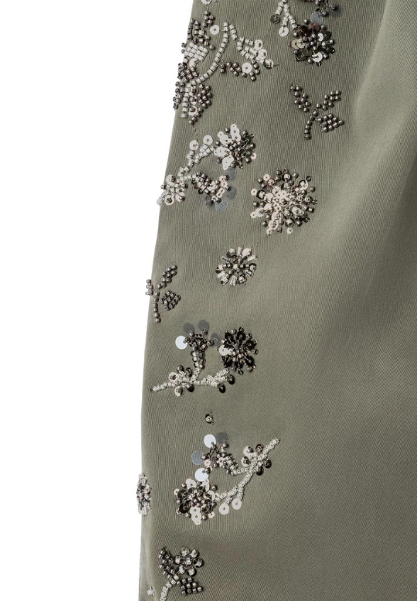 SPODNIE JEANSOWE OCTOBER Z APLIKACJĄ KHAKI