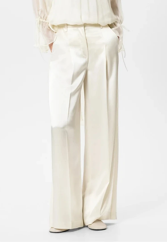 SPODNIE SATYNOWE WIDE-LEG KREMOWE