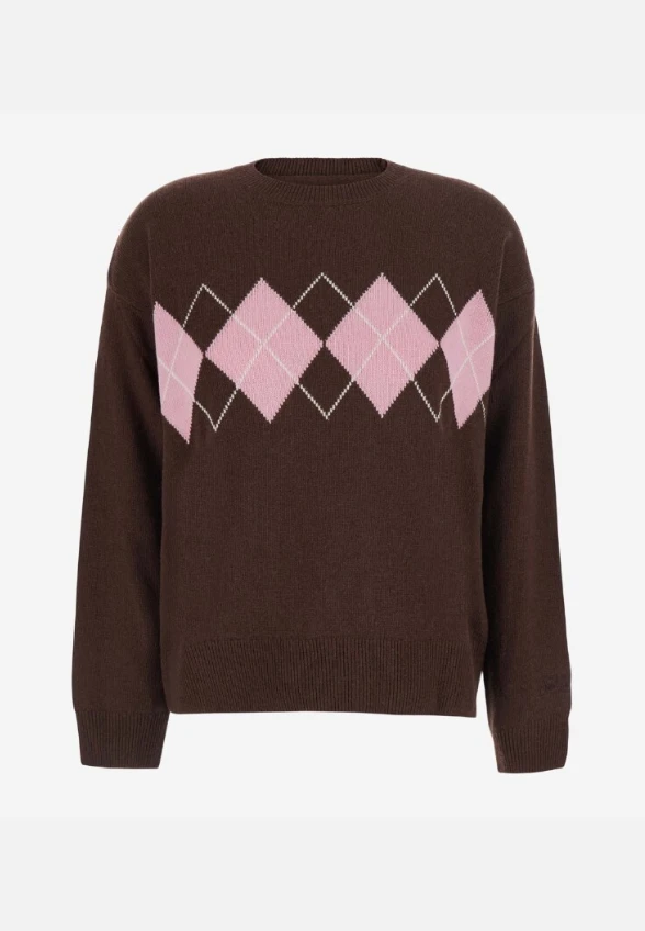 SWETER DZIANINOWY TESSA BRĄZOWY