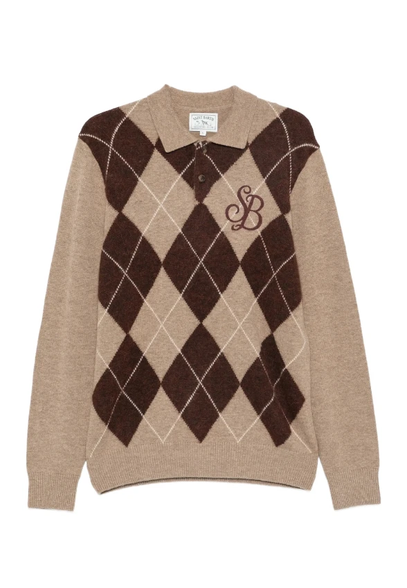SWETER Z MIESZANKI WEŁNY BELMONT BEŻOWO-BRĄZOWY