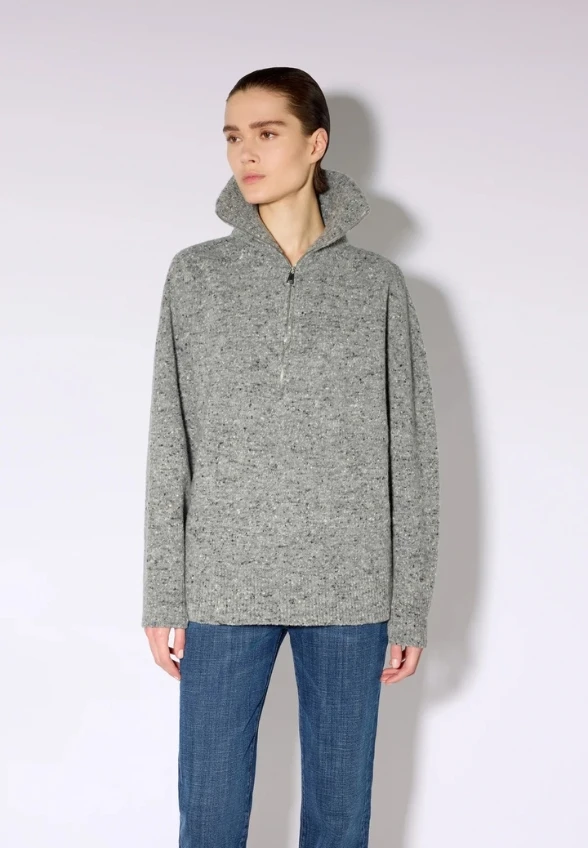 SWETER Z WEŁNY I KASZMIRU SZARY MELANŻ