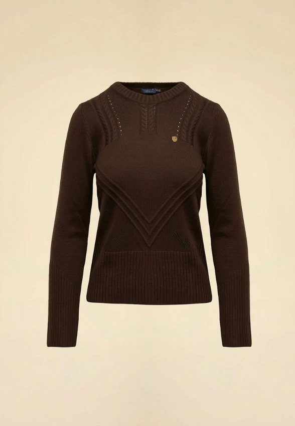 SWETER Z MIESZANKI WEŁNY CIEMNY BRĄZ