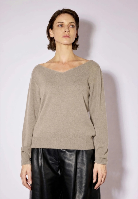 SWETER Z KASZMIRU TAUPE