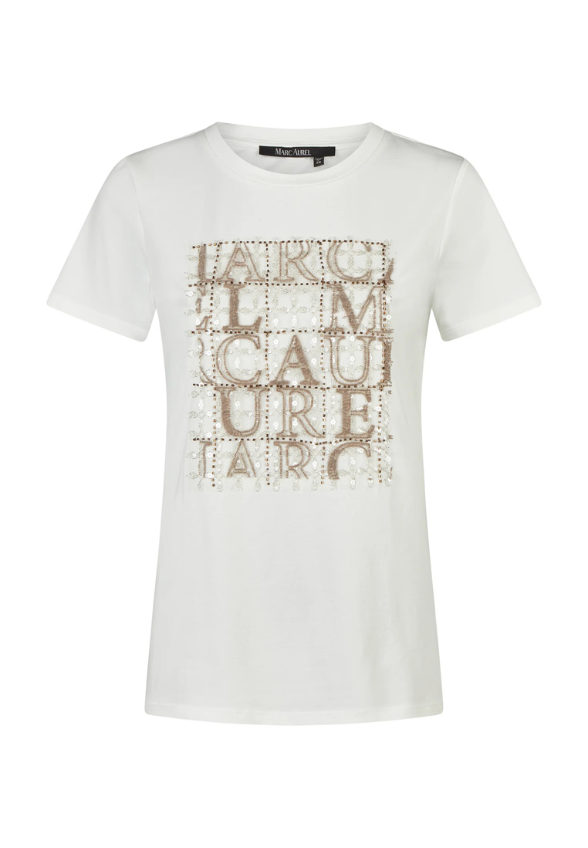 T-SHIRT BAWEŁNIANY Z CEKINOWĄ APLIKACJĄ BIAŁY