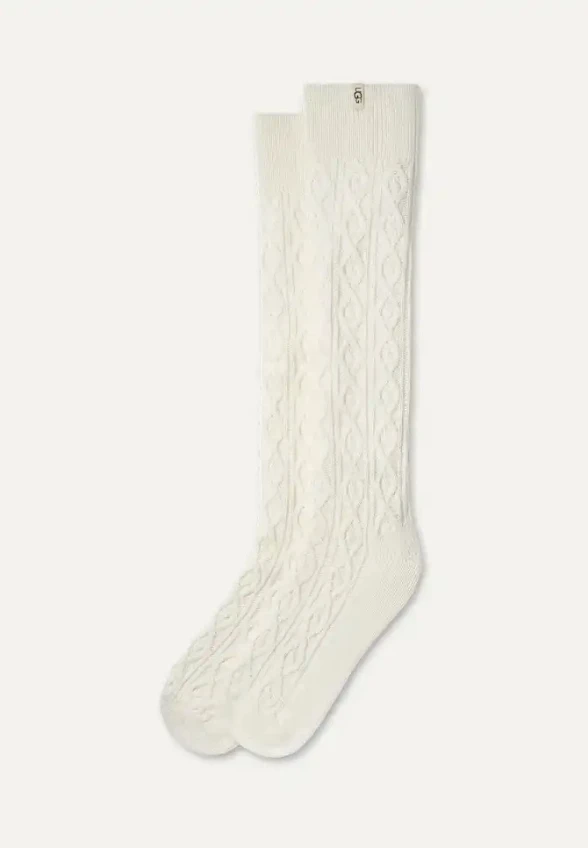 SKARPETKI RENSA CABLE KNIT ZŁAMANA BIEL