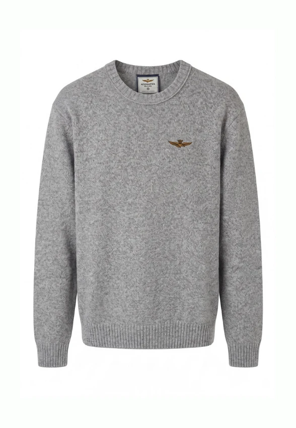 SWETER DZIANINOWY MĘSKI SZARY
