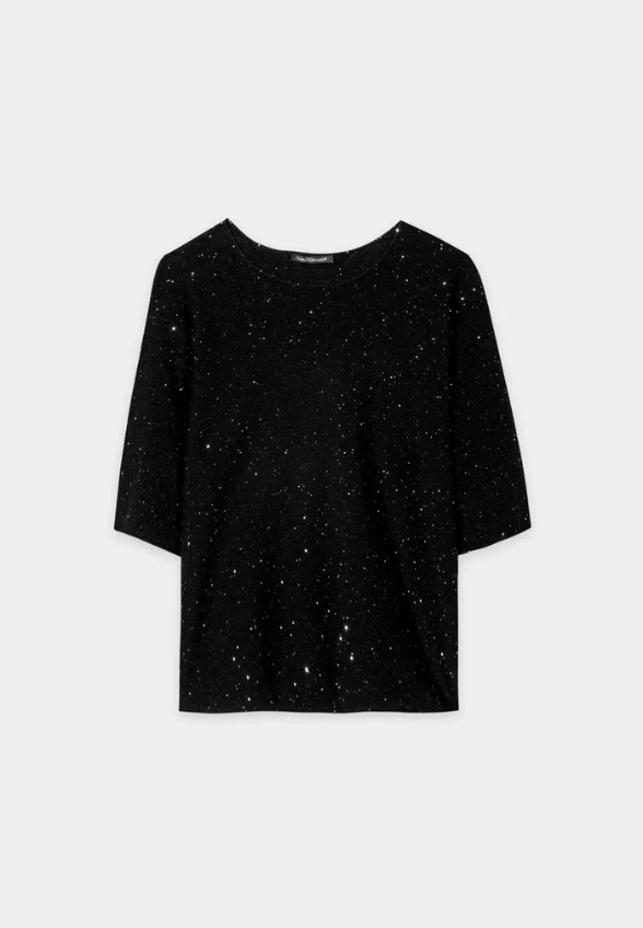 SWETER Z MIESZANKI WEŁNY Z CEKINAMI CZARNY