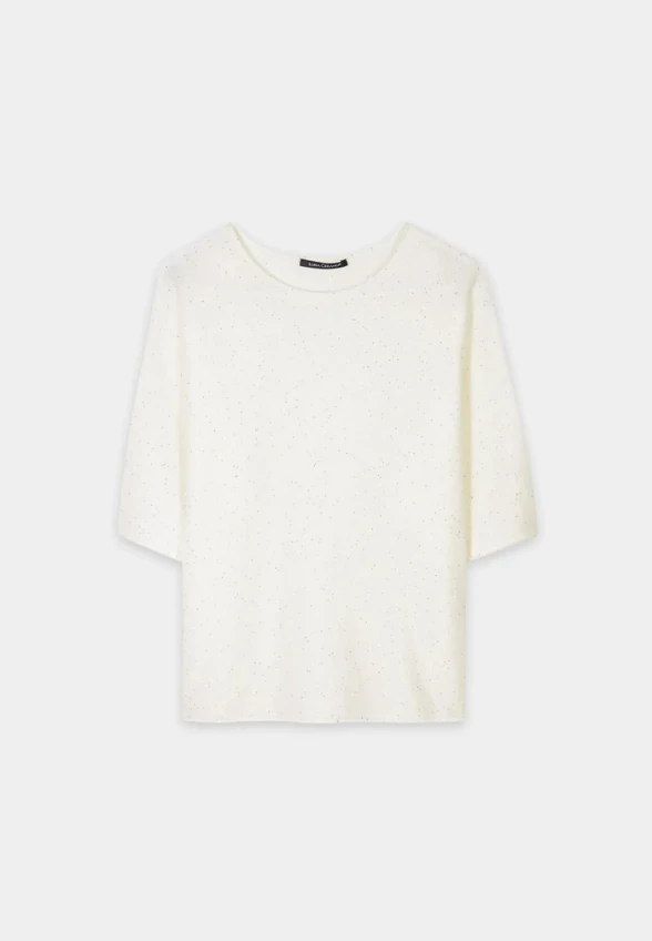 SWETER Z MIESZANKI WEŁNY Z CEKINAMI BIAŁY