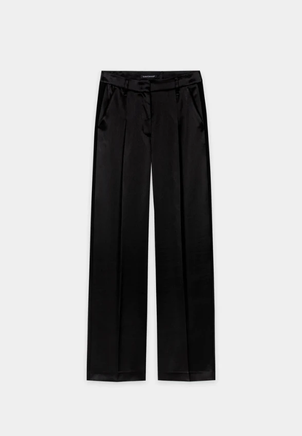 SPODNIE SATYNOWE WIDE-LEG CZARNE