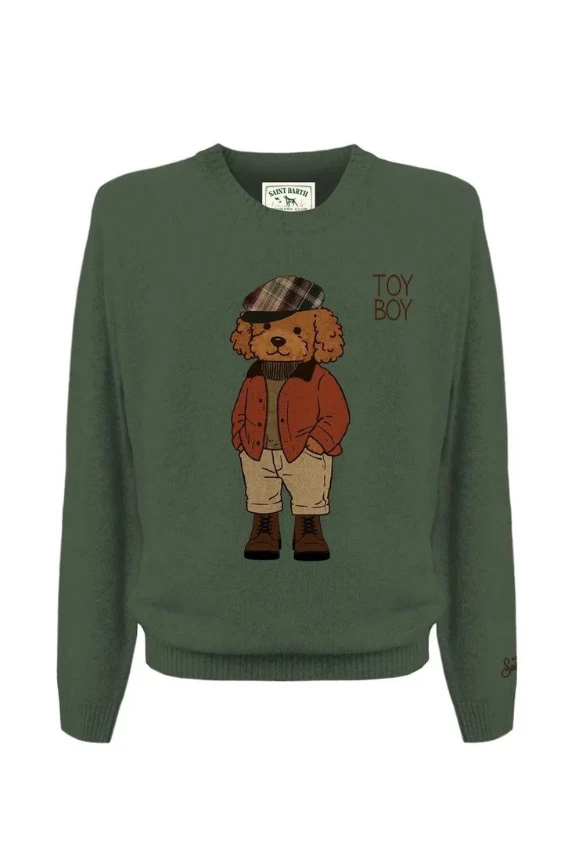 SWETER MĘSKI Z MOTYWEM PUDLA HERON KHAKI