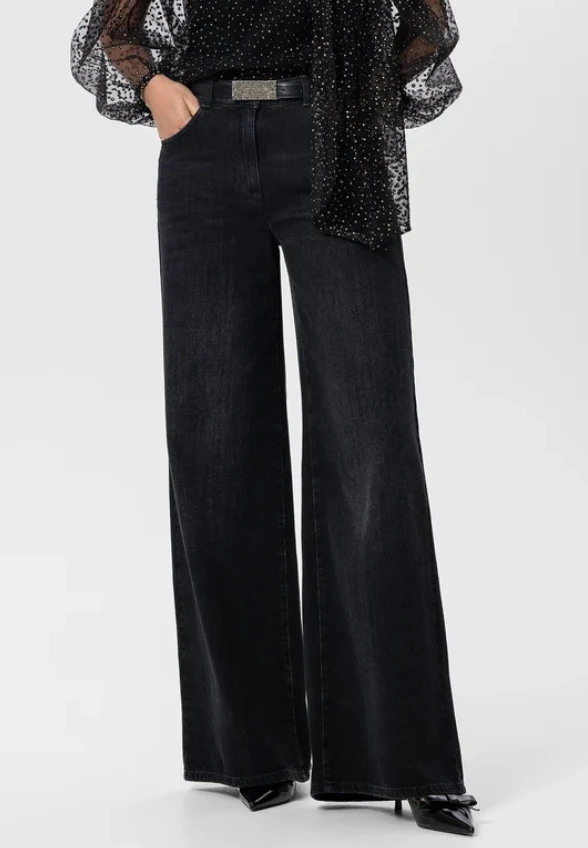 SPODNIE JEANSOWE WIDE-LEG CZARNE