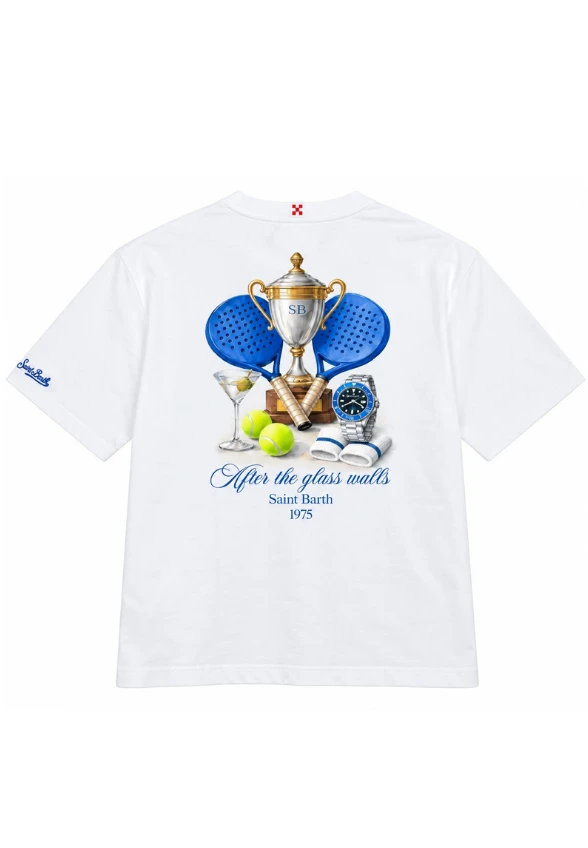 T-SHIRT BAWEŁNIANY MĘSKI DELMAR PADEL BIAŁY