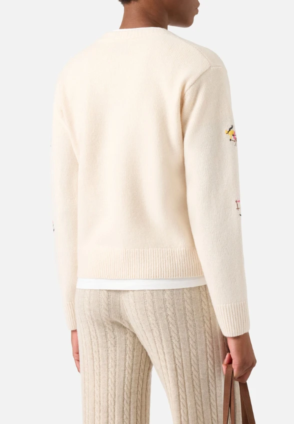 SWETER WEŁNIANY Z HAFTEM KYLA KREMOWY