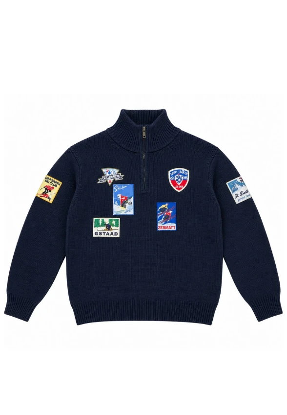 SWETER MESKI Z NASZYWKAMI BUCK GRANATOWY