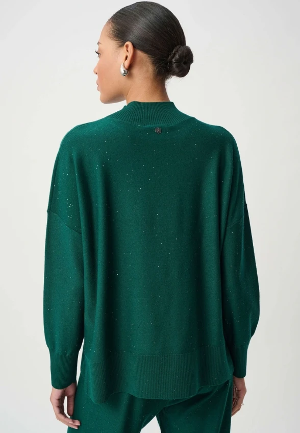 SWETER Z OZDOBNYMI CEKINAMI SZMARAGDOWY