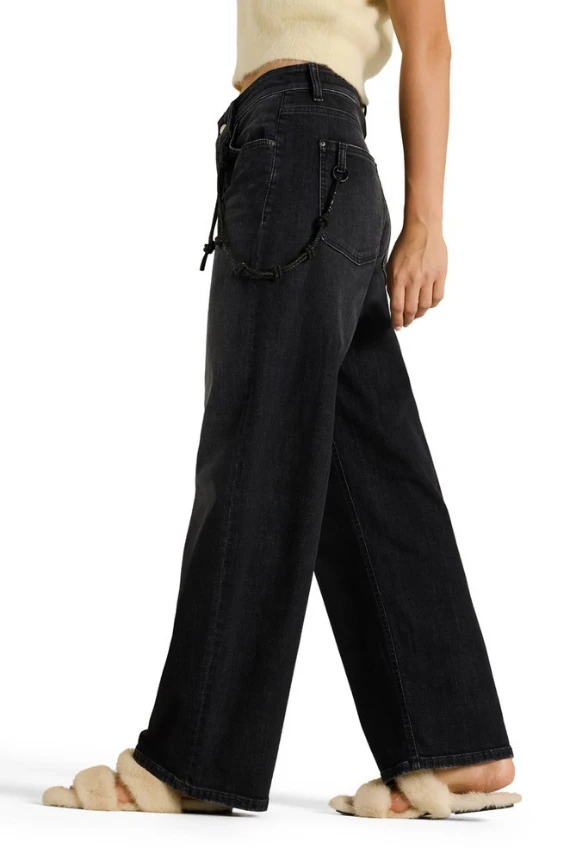 SPODNIE JEANSOWE BAGGY WIDE-FIT GRAFITOWE