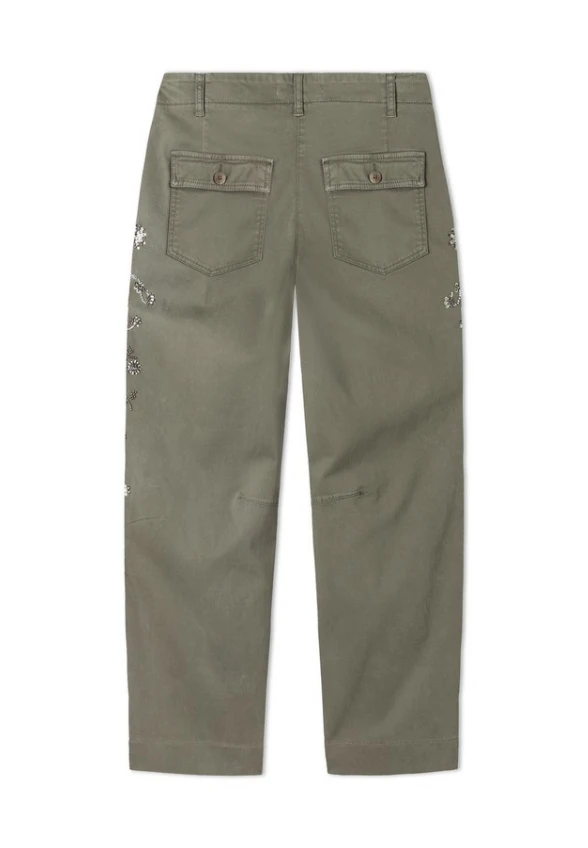 SPODNIE JEANSOWE OCTOBER Z APLIKACJĄ KHAKI
