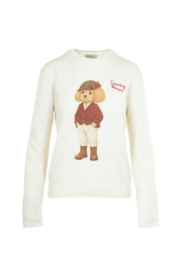 SWETER Z MIESZANKI WEŁNNY NEW QUEEN KREMOWY