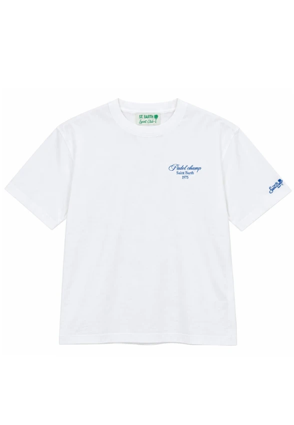 T-SHIRT BAWEŁNIANY MĘSKI DELMAR PADEL BIAŁY