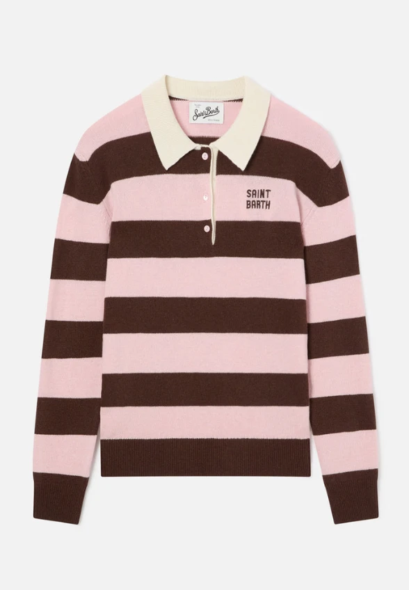 SWETER W PASKI HADIDY RÓŻOWO-BRĄZOWY