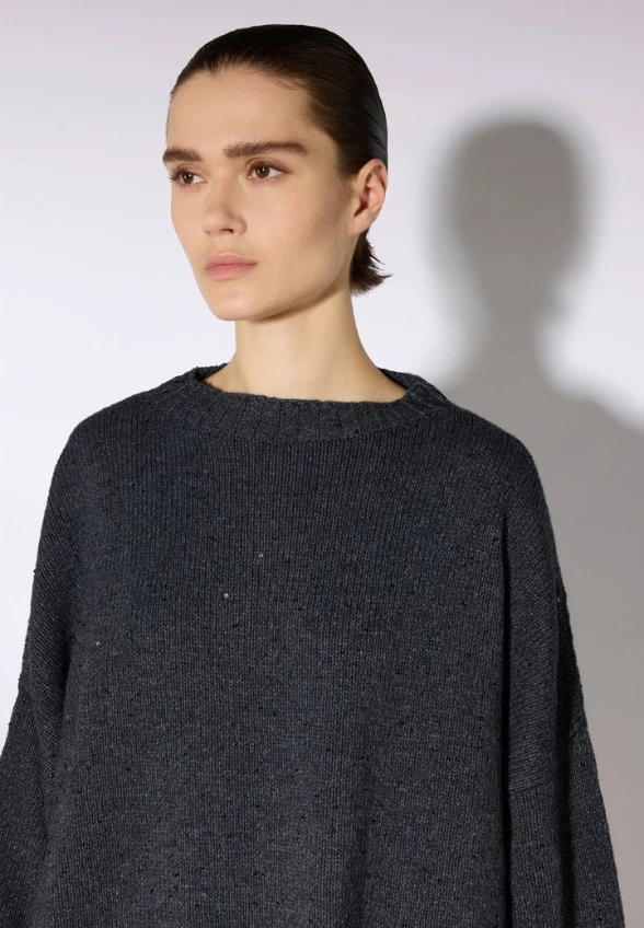 SWETER Z WBUDOWANYM SZALIKIEM ANTRACYTOWY