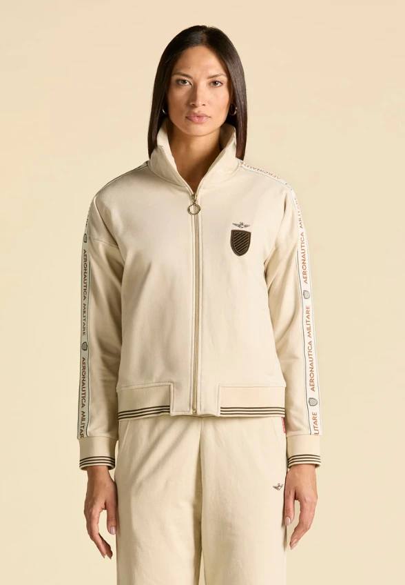 BLUZA BAWEŁNIANA ZE STÓJKĄ KREMOWA