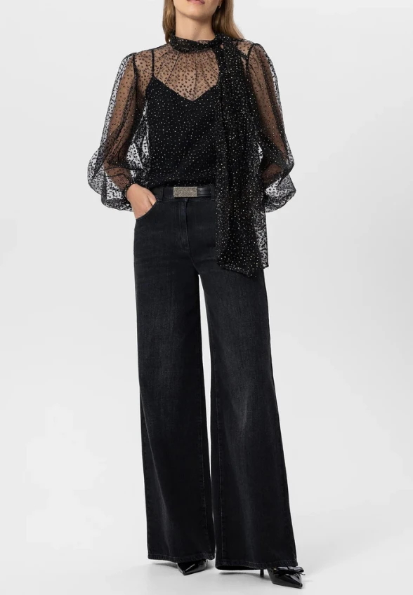 SPODNIE JEANSOWE WIDE-LEG CZARNE