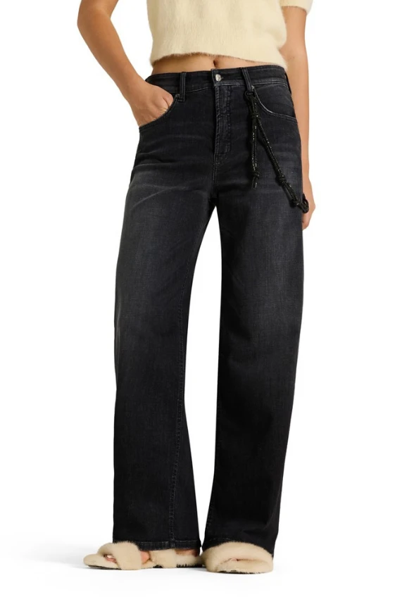 SPODNIE JEANSOWE BAGGY WIDE-FIT GRAFITOWE