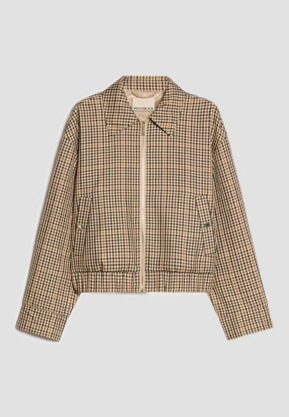 KURTKA TYPU BOMBER W KRATĘ CAMELOWA