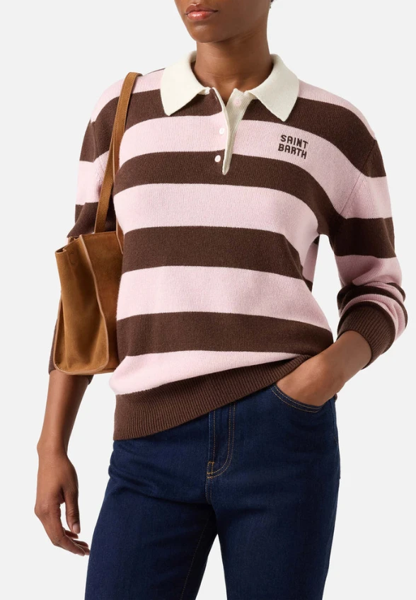 SWETER W PASKI HADIDY RÓŻOWO-BRĄZOWY