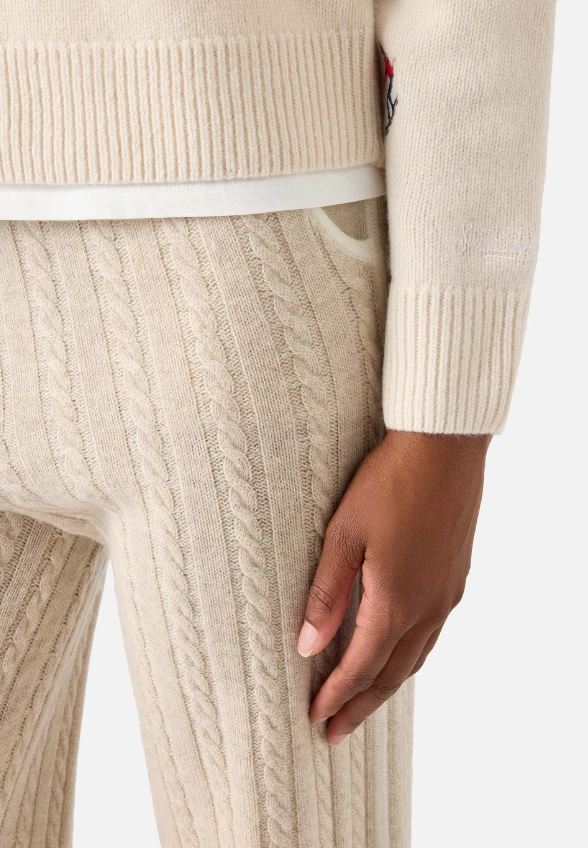 SWETER WEŁNIANY Z HAFTEM KYLA KREMOWY