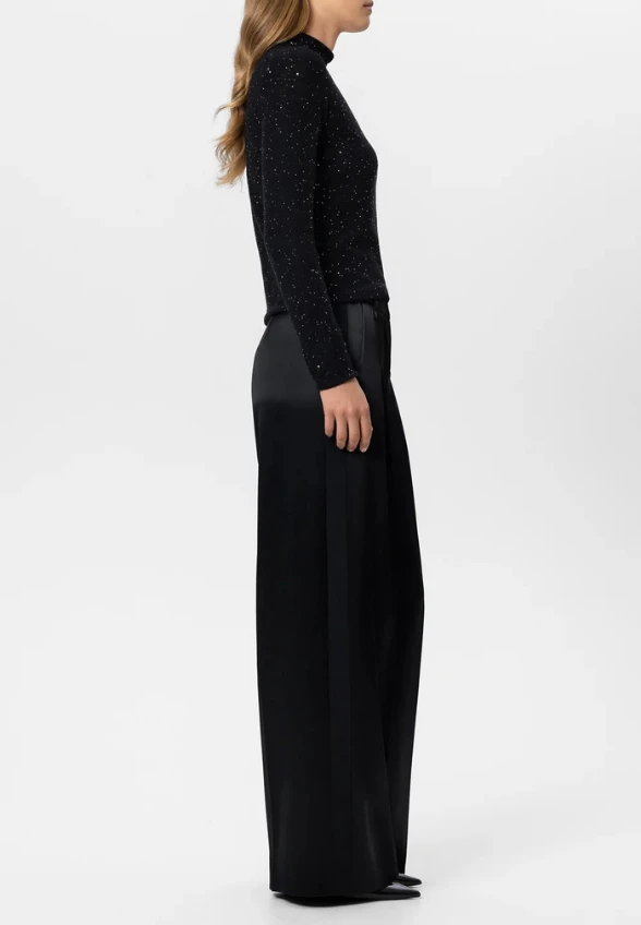 SPODNIE SATYNOWE WIDE-LEG CZARNE