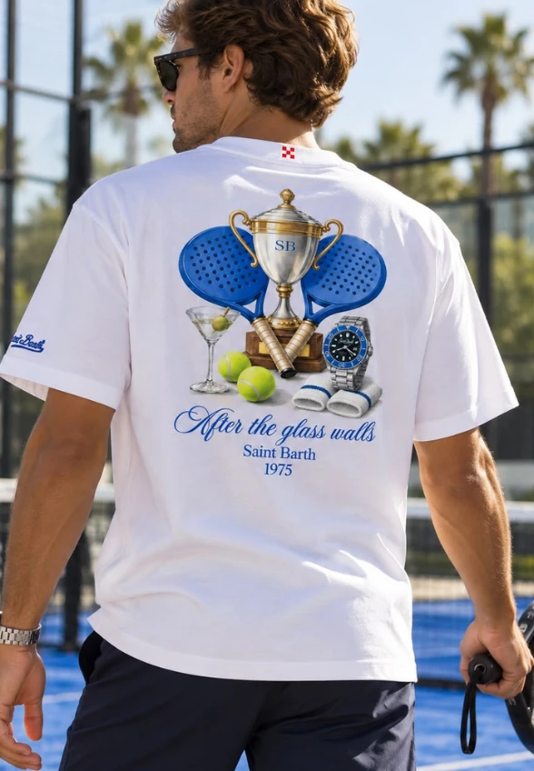 T-SHIRT BAWEŁNIANY MĘSKI DELMAR PADEL BIAŁY