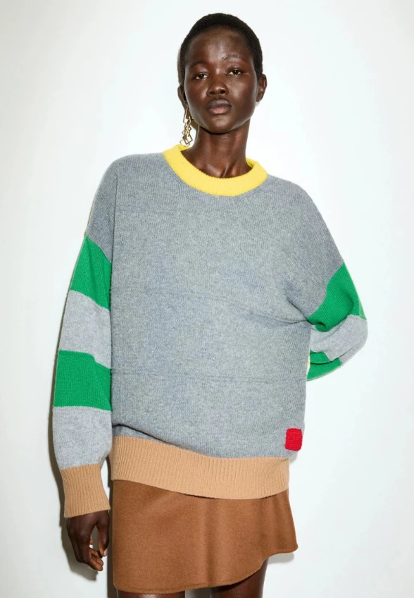 SWETER WEŁNIANY VOLARE SZARY