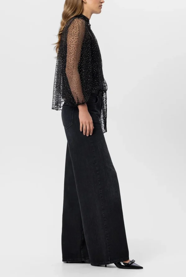 SPODNIE JEANSOWE WIDE-LEG CZARNE