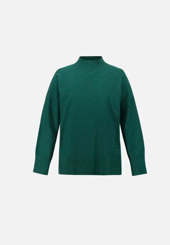 SWETER Z OZDOBNYMI CEKINAMI SZMARAGDOWY