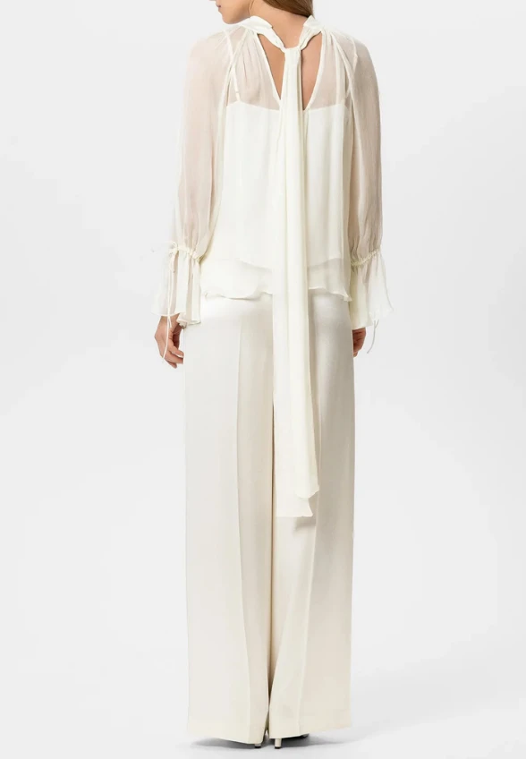 SPODNIE SATYNOWE WIDE-LEG KREMOWE