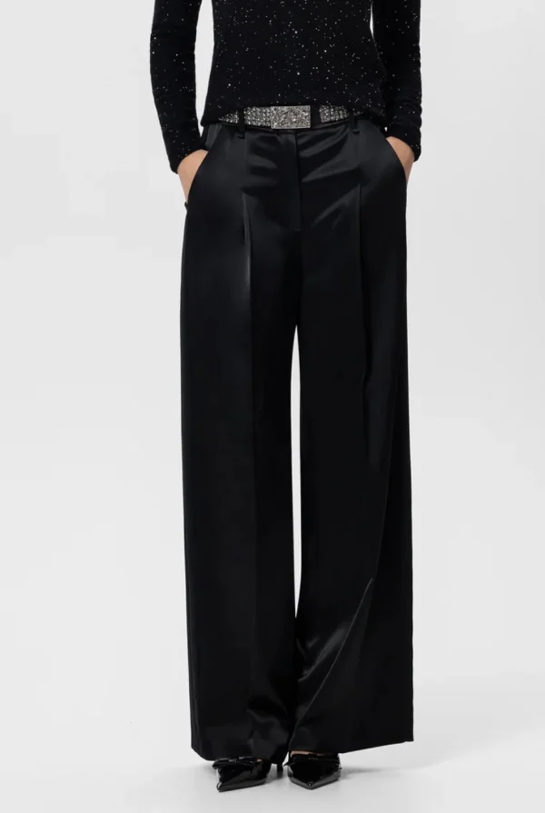 SPODNIE SATYNOWE WIDE-LEG CZARNE