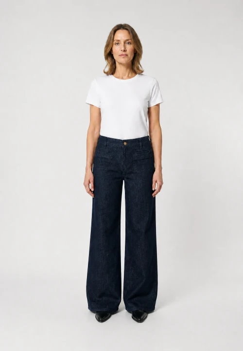 SPODNIE JEANSOWE TESS WIDE-FIT GRANATOWE